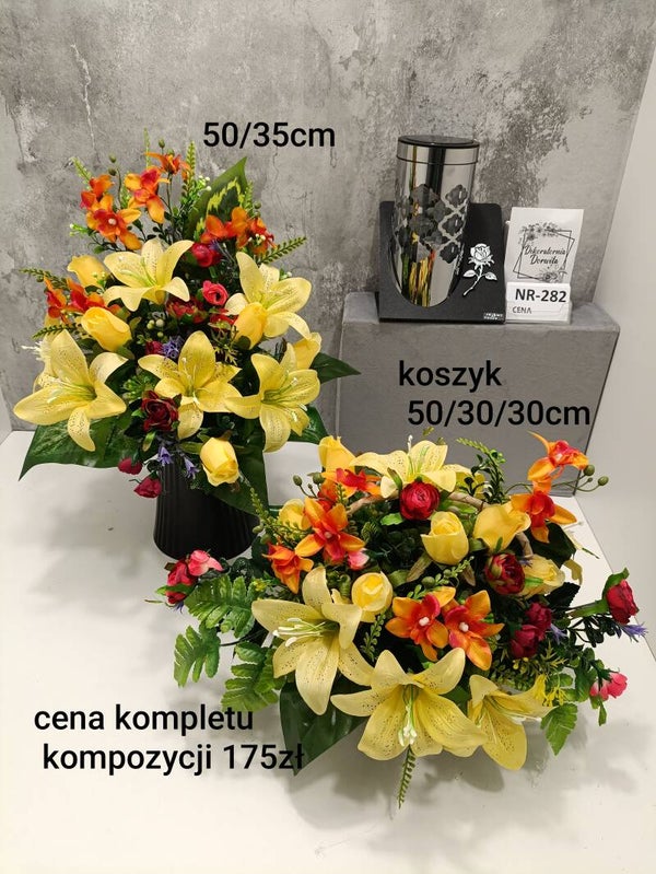 Komplet nagrobny nr 282 koszyczek z kwiatami