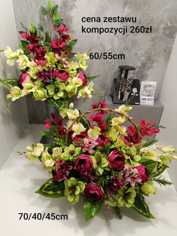Komplet nagrobny nr 277 duży kosz z kwiatami