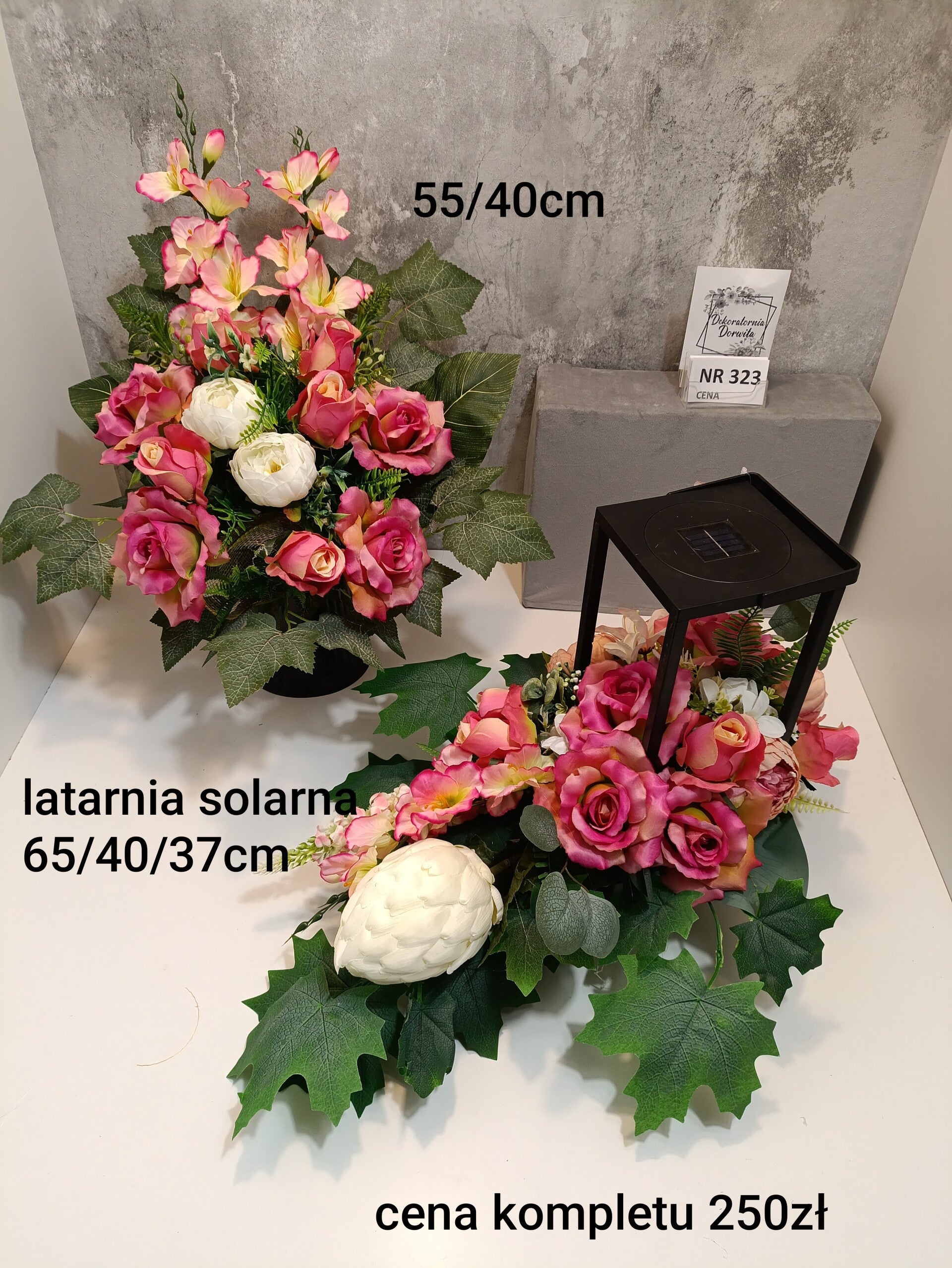 Komplet nagrobny nr 323 latarnia solarna