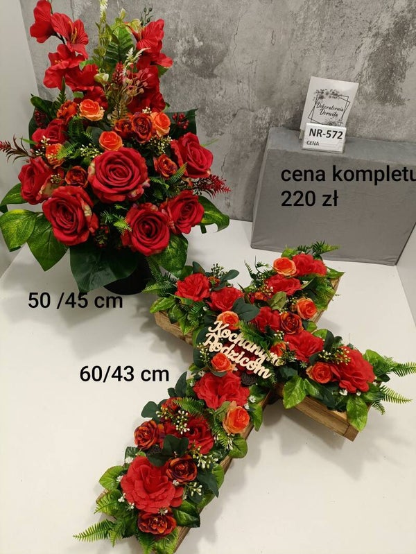 Komplet nagrobny nr 572 krzyż róże