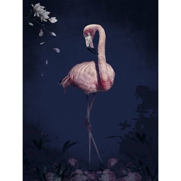 Diamond Painting Flamingo met Bloemen