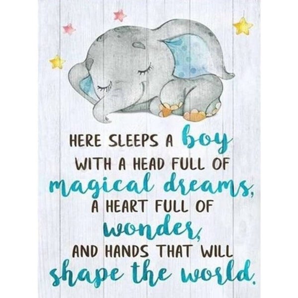 Diamond Painting Tekstbord Here Sleeps A Boy