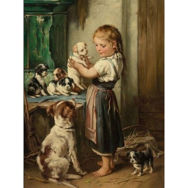 Diamond Painting Meisje met Honden 1