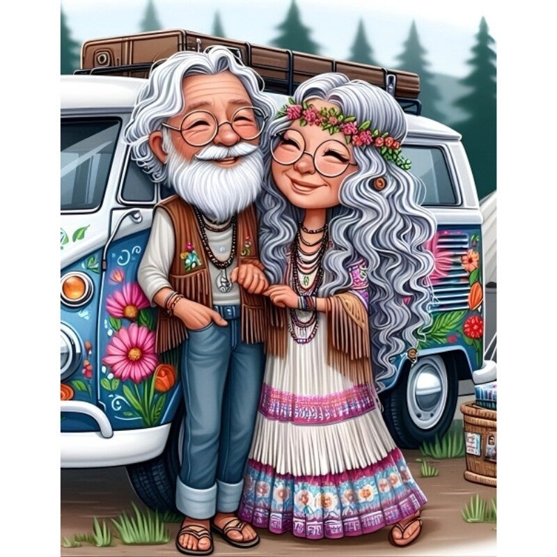 Diamond Painting Oudjes Hippie