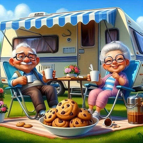 Diamond Painting Oudjes op de Camping
