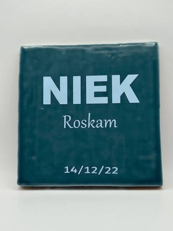 Tegeltje l Naam, achternaam, datum
