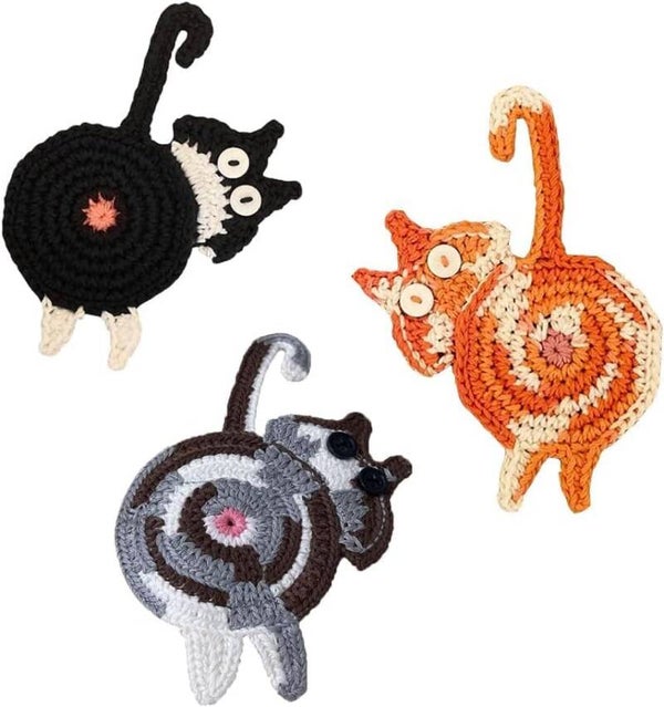 Drink Coasters – Cute Woven Coffee Coasters for Cat Lovers (Set of 3)