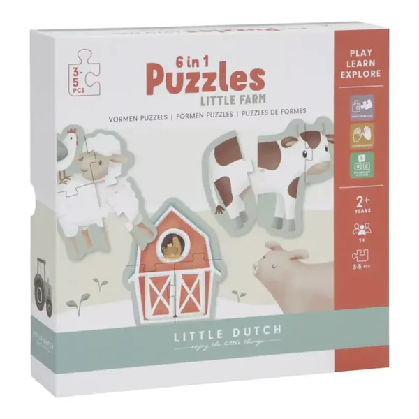 Little Dutch Little Farm 6 in 1 puzzel