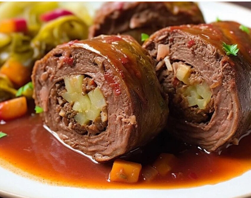 Roladki wołowe z boczkiem, cebulą i ogórkiem kiszonym 1 kg