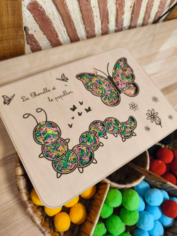 Tablette chenille et papillon