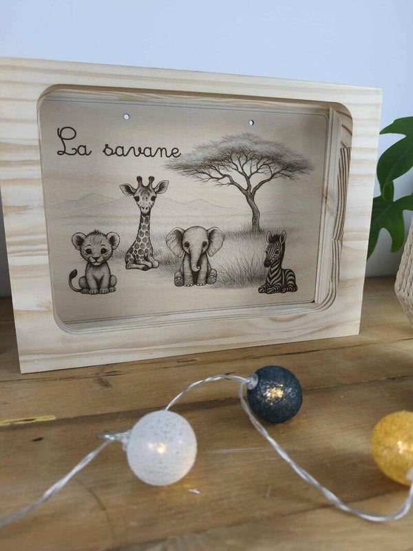 Fond pour station d'observation Animaux de la Savane (enfantin)