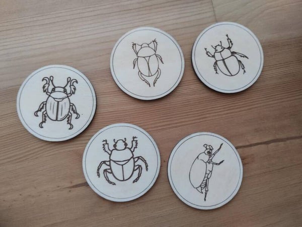 Jetons thème Insectes, dessins enfantins, Miniz