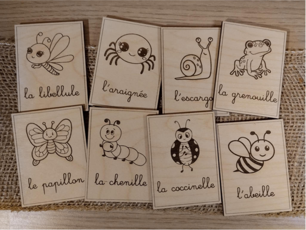 Nomenclatures bois thème Animaux du jardin (enfantins)