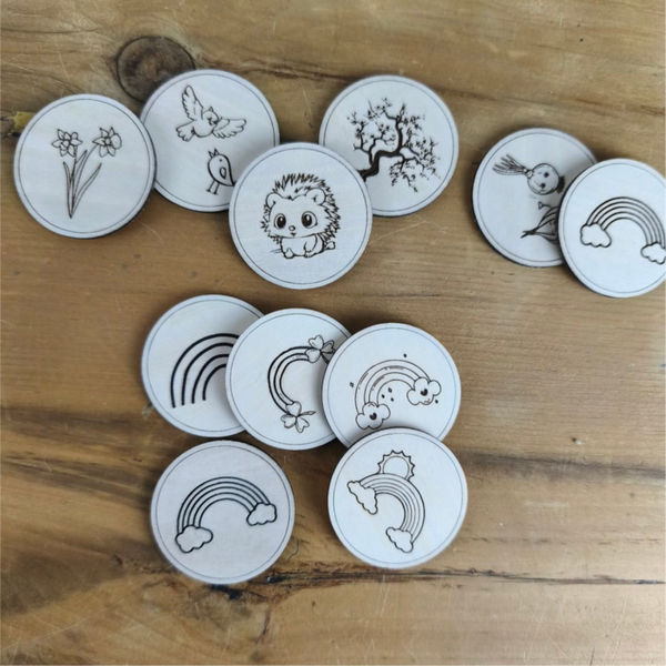 Planches et Jetons thème Printemps - Arc en ciel