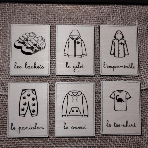 Nomenclatures bois thème Vêtements (printemps)