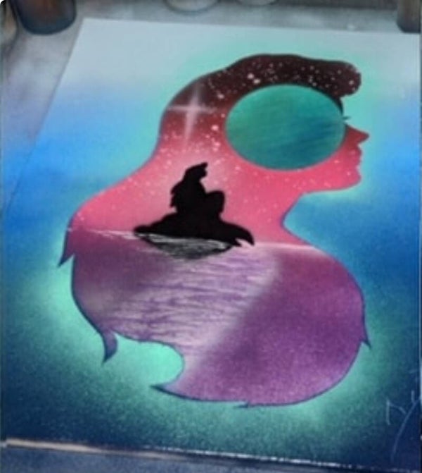 Little Mermaid inspired silhouette art