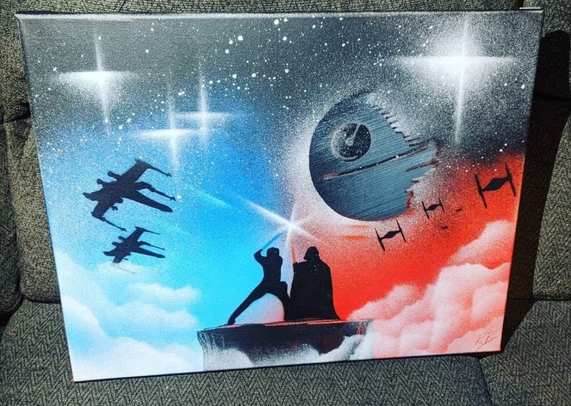 Luke and Vader inspired silhouette art