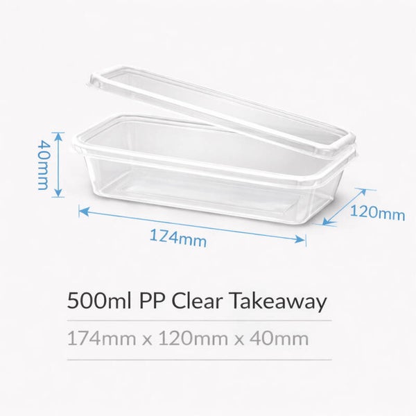500ml PP Rectangle Takeaway Container