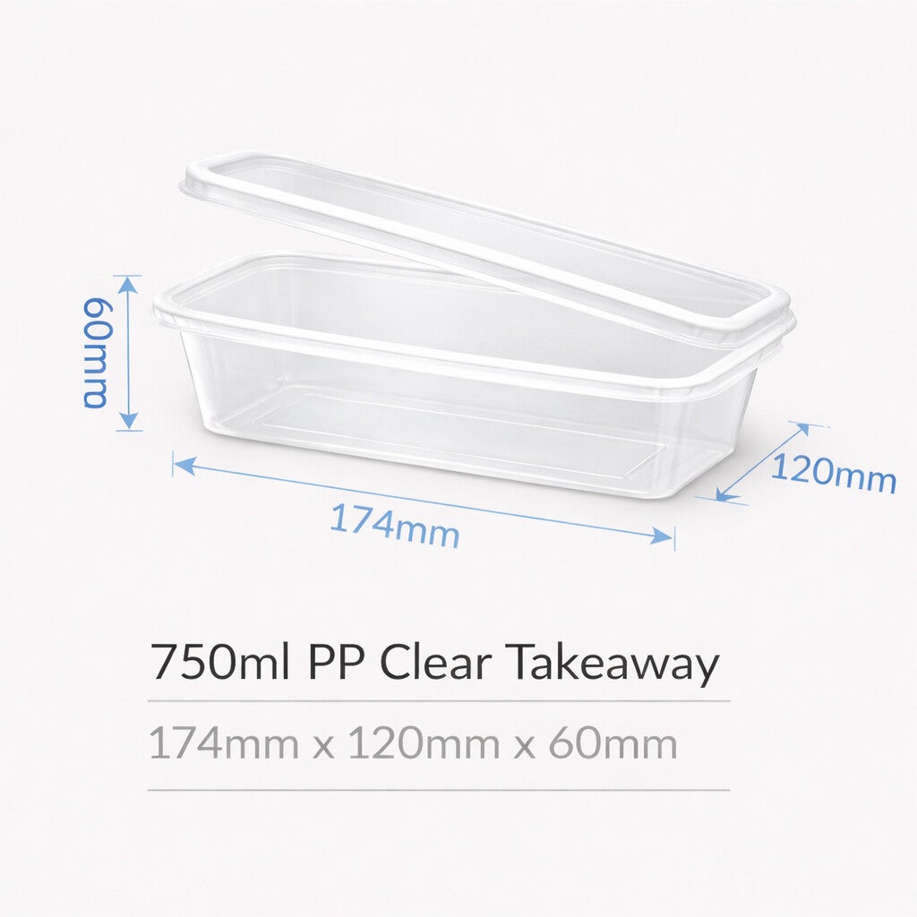 750ml PP Rectangle Takeaway Container