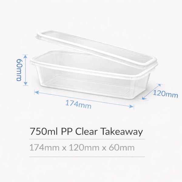 750ml PP Rectangle Takeaway Container