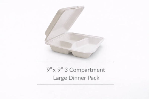 9"x9" 3 Compartment Large Dinner Pack