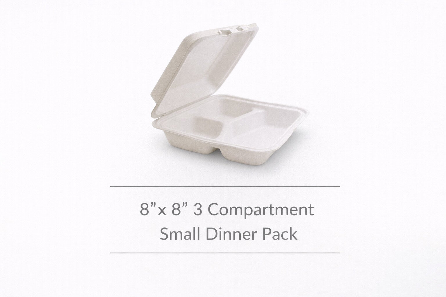 8"x8" 3 Compartment Sugarcane Small Dinner Pack