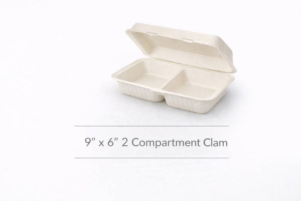 9"x6" 2 Compartment Clam