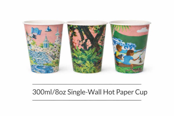 300ml / 8oz Single Wall Kiwiana Hot Paper Cup