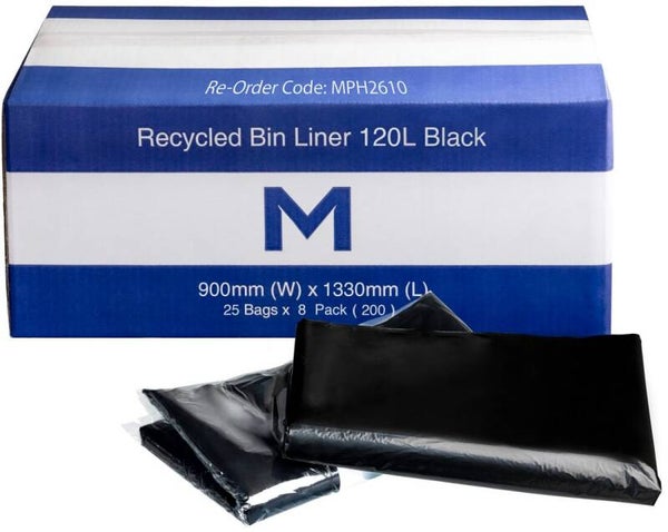 FP Recycled Bin Liner 120L, Black