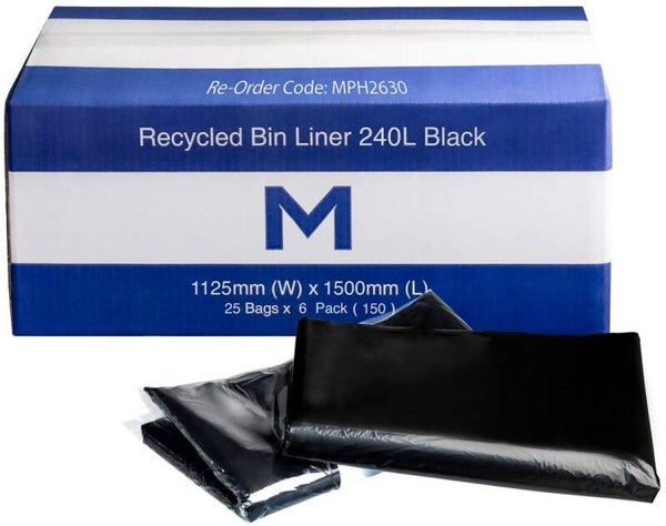 FP Recycled Bin Liner 240L, Black