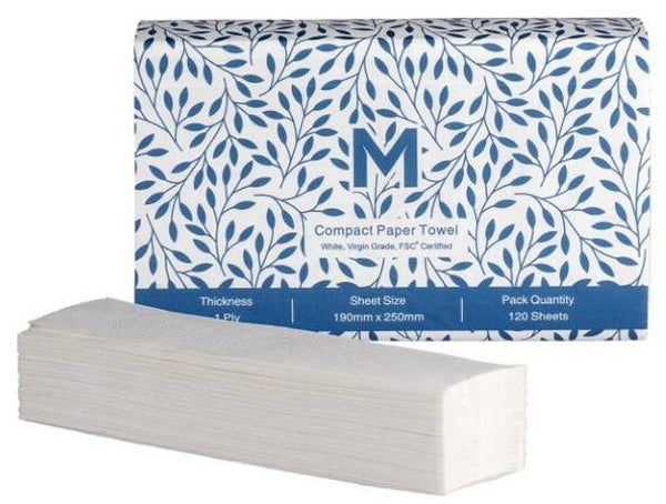 Compact Paper Towel - White, 1 Ply, 190mm x 250mm, FSC® Mix