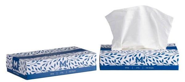 Flat Facial Tissues - White, 2 Ply, FSC® Mix