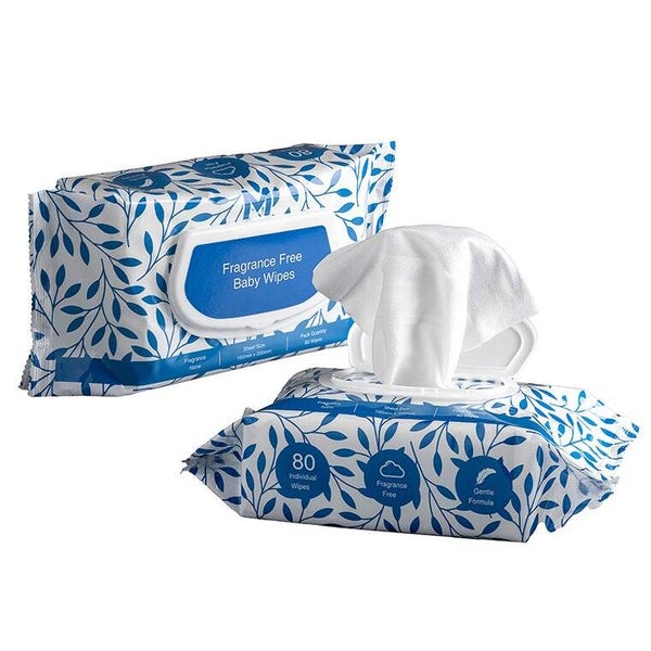 Non Fragranced Baby Wipes - White, 160mm x 200mm, 80 Wipes
