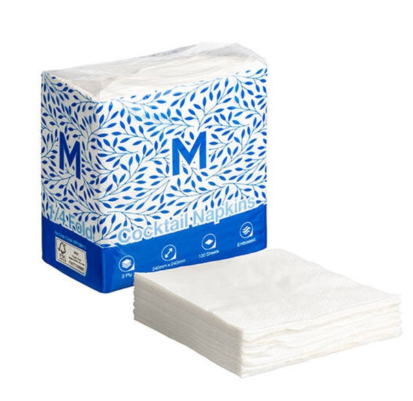2 Ply Embossed Cocktail Napkins 1/4 Fold FSC® Mix