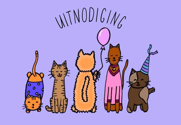 Uitnodiging kinderfeestje - poesjes