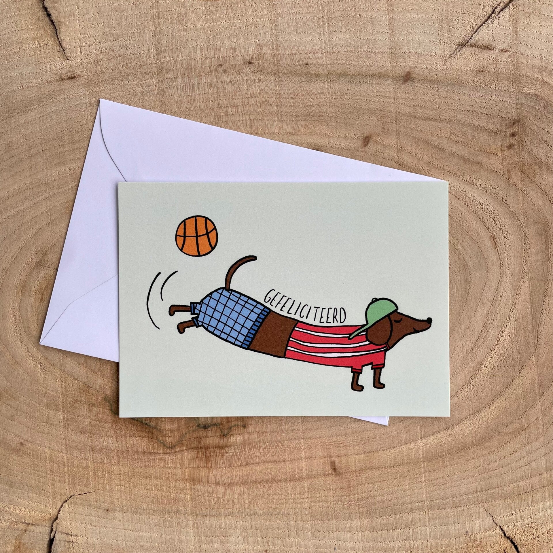 Kaart Teckel basketbal - gefeliciteerd