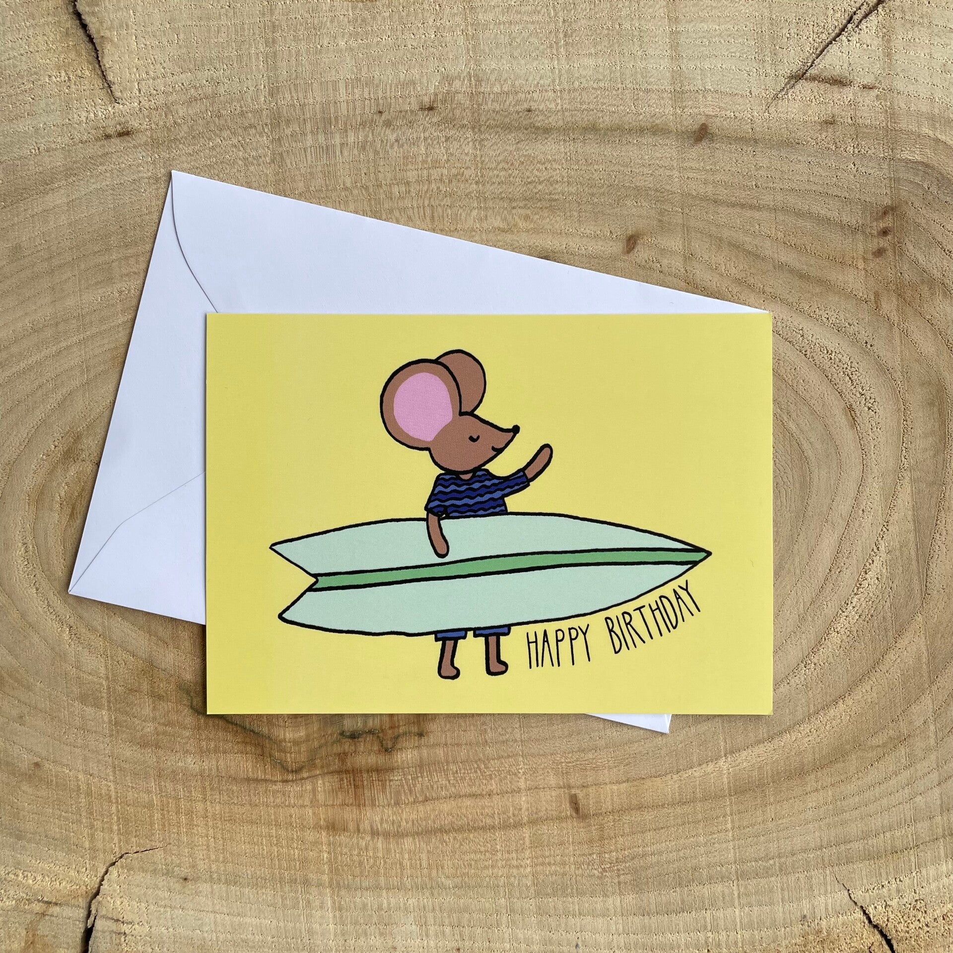 Kaart Muis surfen - happy birthday