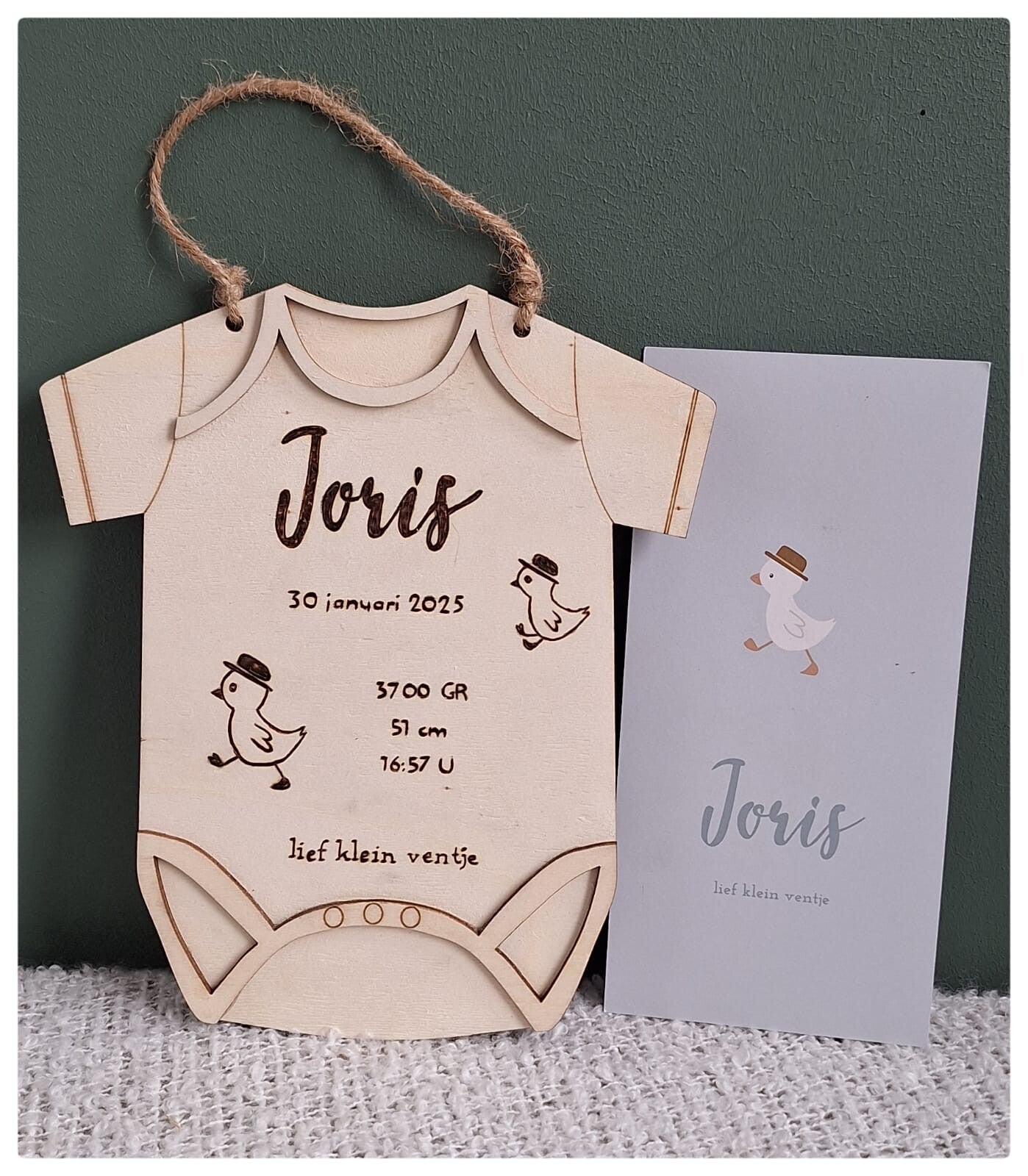 Gepersonaliseerde romper van geboortekaartje
