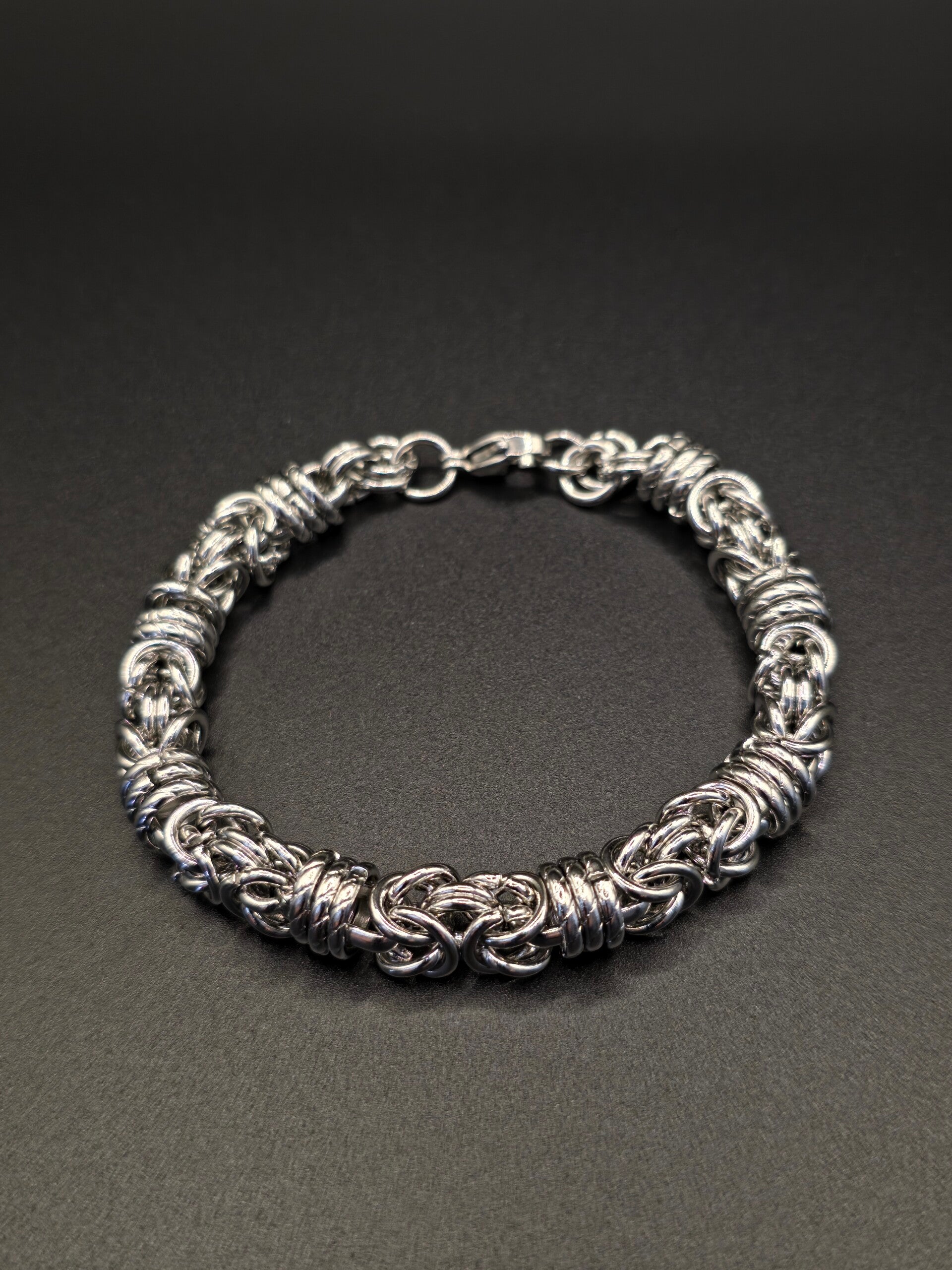 Bracciale Massiccio a Catena Bizantina “Gentleman Rider” Fune in Acciaio con Trama Intrecciata