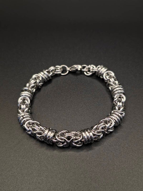 Bracciale Massiccio a Catena Bizantina “Gentleman Rider” Fune in Acciaio con Trama Intrecciata