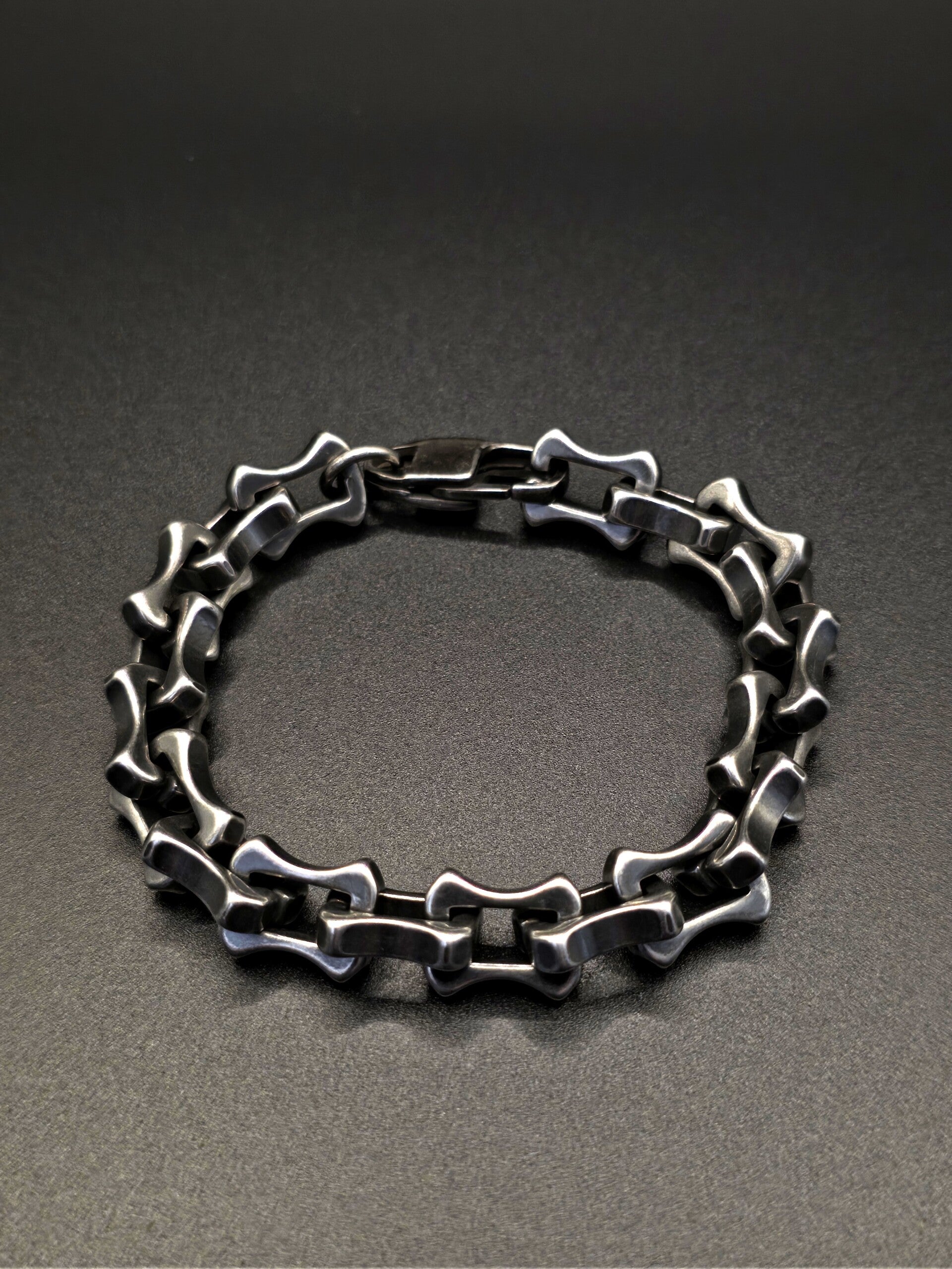 Bracciale Bicolore “Gentleman Road” Fune in Acciaio con Maglia a Gabbia e Connettori Squadrati Bruniti