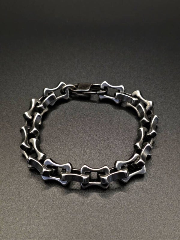 Bracciale Bicolore “Gentleman Road” Fune in Acciaio con Maglia a Gabbia e Connettori Squadrati Bruniti