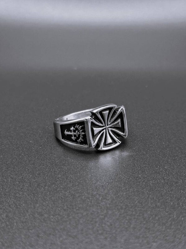 Anello Croce di Ferro Uomo in Acciaio