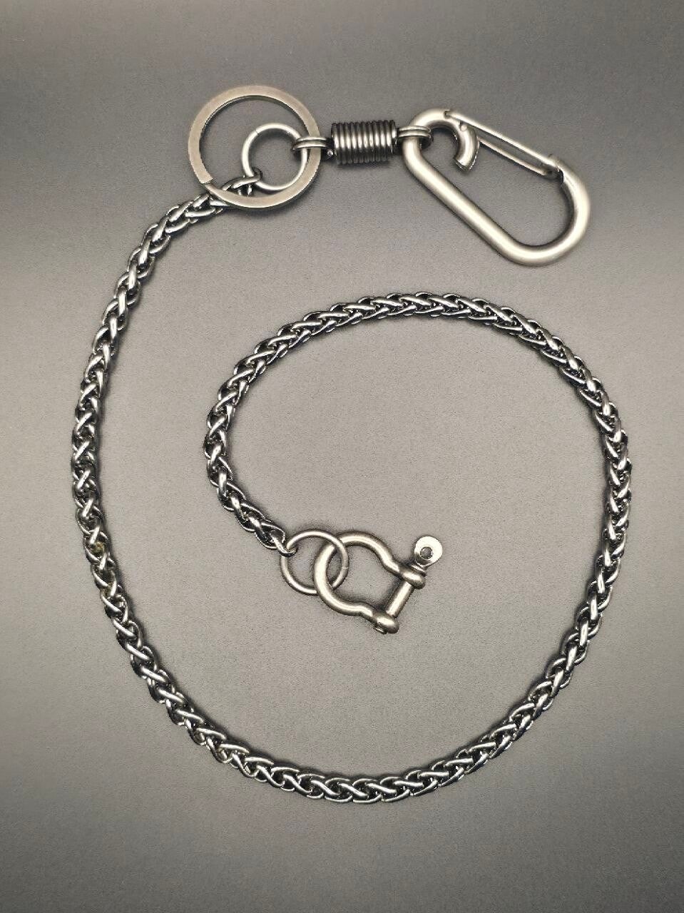 Catena da Portafoglio “Grillo Cobra” con Maglia Intrecciata e Chiusure Massicce in Acciaio