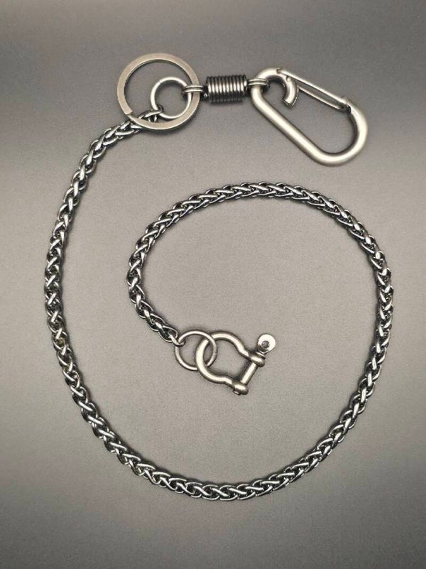 Catena da Portafoglio “Grillo Cobra” con Maglia Intrecciata e Chiusure Massicce in Acciaio
