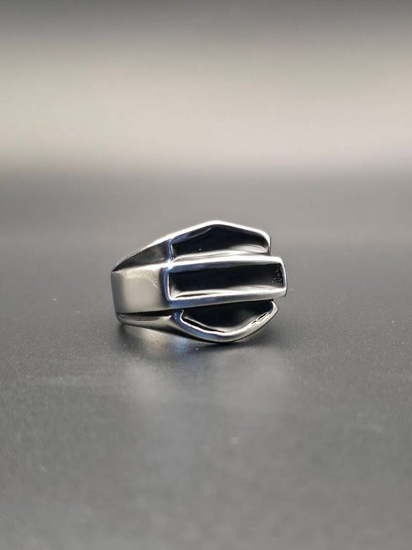 Anello "Engine Fins" in Acciaio Inossidabile Lucido