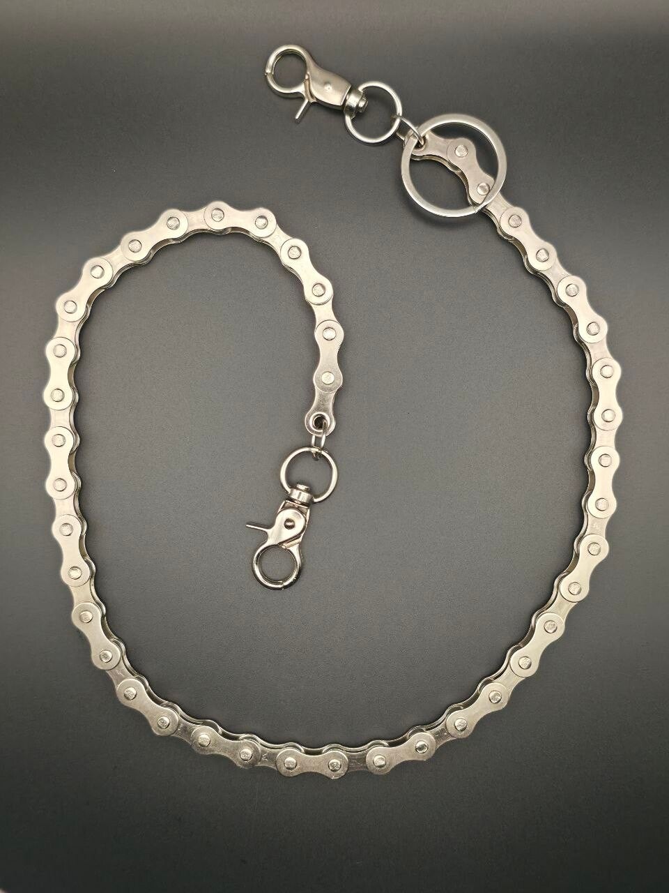 Catena da Portafoglio “Bike Chain” in Acciaio Inossidabile Chirurgico 316L con Maglie a Catena di Trasmissione e Doppi Moschettoni