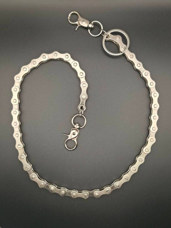 Catena da Portafoglio “Bike Chain” in Acciaio Inossidabile Chirurgico 316L con Maglie a Catena di Trasmissione e Doppi Moschettoni