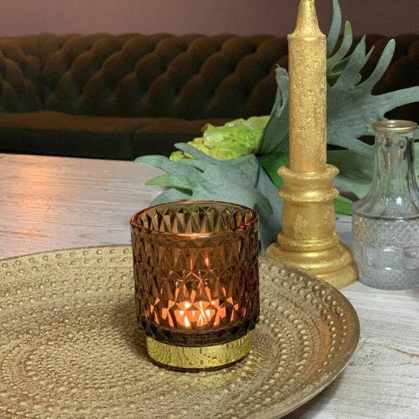 Waxine houder ribbel glas