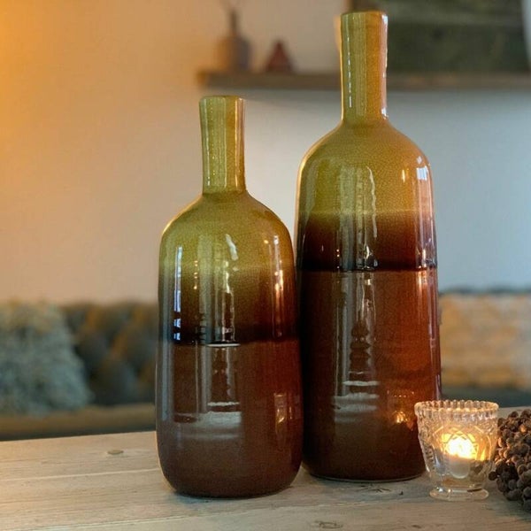 Kruik H 42 cm en H 34 cm